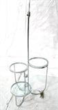Lot 809:  70's Modern Chrome Glass Three Level Table Floor Lamp. Three round glass tiers. : Dimensions:  H: 59 inches: W: 24 inches: D: 24 inches --- 
