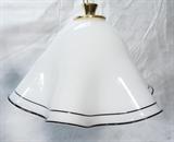 Lot 824:  Hanging glass pendant light. Scalloped glass form. : Dimensions:  H: 15 inches: W: 22 inches: D: 22 inches --- 
