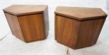 Lot 862:  Pr American Modern Night Stands. Two door angled fronts. : Dimensions:  H: 22 inches: W: 26 inches: D: 17 inches --- 