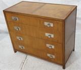 Lot 870:  BAKER Four Drawer Bachelors Chest. Dark wood with metal pulls. New World Baker Furniture. : Dimensions:  H: 32 inches: W: 38 inches: D: 19 inches --- 