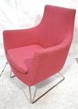 Lot 880:  Innovation Pink high back Lounge Chair. Tubular Chrome Base. : Dimensions:  H: 38 inches: W: 31 inches: D: 28 inches --- 