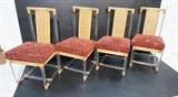 Lot 890:  Set 4 Lucite Rattan Cane Back Dining Chairs. Lucite rod Legs and chair backs. Wrapped wide bamboo frame. Slanted cane back. : Dimensions:  H: 37 inches: W: 20 inches: D: 22 inches --- 