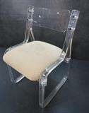 Lot 897:  Lucite KARL SPRINGER Side Chair. Attribution. Chrome accents. : Dimensions:  H: 32 inches: W: 22 inches: D: 24 inches --- 