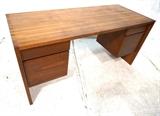 Lot 899:  American Modern Wood Desk. Parquet stripe top. Mortise tenons. Four drawers. : Dimensions:  H: 28 inches: W: 60 inches: D: 24 inches --- 