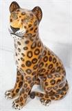 Lot 901:  Large 34" Pottery Cheetah. Possibly Italian.: Dimensions:  H: 34 inches: W: 14 inches: D: 24 inches --- 