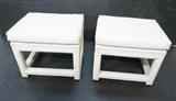 Lot 917:  Pr White Decorator Faux Snake Skin Benches. Parsons style. : Dimensions:  H: 19 inches: W: 21 inches: D: 18 inches --- 