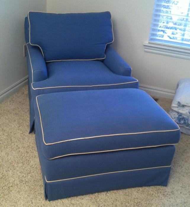 DENIM STYLE LOUNGE CHAIR AND OTTOMAN