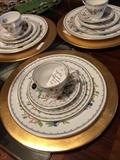   Aynsley "Pembroke" fine bone china; gold chargers