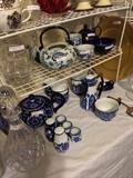                   Various blue & white items