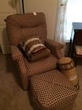            Chair, ottoman, and custom bedding
