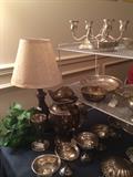    Large sampling of silver and silver plate pieces