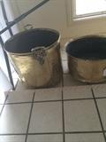                     Large brass planters