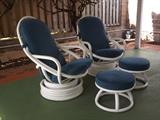 Beautiful Reclining Wicker Chairs and Ottomen. Set of 2ea