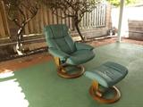 Leather Reclining Chair and Ottoman