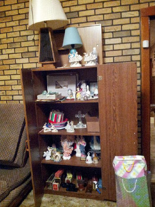 storage cabinet, figurines, lamps and more