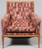 Lot#19, MID CENTURY MODERN ARMCHAIR, C. 1950-60, H 30", W 29"Having an upholstered seat, back and arms. Measuring H. 30" x 29", circa 1950 to 1960.