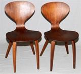 Lot#20, DANISH MODERN TEAK SIDE CHAIRS BY A. B. J., SET OF TWO, H 32"Paper label underneath, "A. B. J., Made in Denmark" (see additional photo).  Measures H.32" x 18" x 27".
