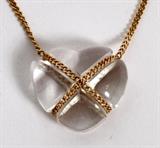 Lot#36, TIFFANY & CO., 18KT GOLD & ROCK CRYSTAL, LADY'S PENDANT NECKLACE, L 18"18kt yellow gold lady's necklace by Tiffany & Company, featuring a rock crystal heart shaped pendant. The chain measures L. 18", with the pendant measuring W. 1/2". Having a total approximate weight of 3.1 grams.