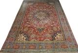 Lot#105, TABRIZ PERSIAN WOOL CARPET, MID 20TH C, W 12' 0", L 16' 6"Red ground with central medallion and overall floral design including palmettes; 8 borders