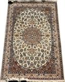 Lot#111, NAIN WOOL RUG, W 4' 1", L 6' 5'Nicely woven with three borders, central medallion and overall floral and leaf motif.