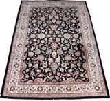 Lot#115, ISPAHAN DESIGN HAND WOVEN, WOOL RUG, MID 20TH C, W 4', L 6'having blue ground, three borders, all over floral and vine design.