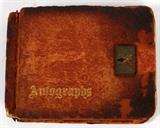 Lot#337, 1930'S ERA CELEBRITY AUTOGRAPH ALBUM, CLARK GABLE, ORVILLE WRIGHT, AMELIA EARHART, TYRONE POWER, ETC. 40 AUTOGRAPHS, H 5", W 7"41 autographs including: Clark Gable, Amelia Earhart, R.E. Byrd, Orville Wright, Spencer Tracy, Bing Crosby, Hedy Lamar, Herbert Hoover, Barney Oldfield, Bidu Sayao, Tyrone Power, Cornelia Otis Skinner, Alexander Woollcott (with self sketch), Walter Winchell, Hellen Keller, P.S. Wodehouse dated 1933, Edgar Guest, Carrie Jacobs Bond (dated 1934), Margaret Speaks, Enzio Pinza, Fritz Kreisler, Jackie Cooper, George Goebel, Harold Van Horne, Eddie and Fannie Cavanaugh (on one page), Wayne King, Gene Rayburn, Jan Murray, Dane Clark, Zazu Pitts, Charles Boyer, Jimmy Dorsey, Stan Kenton, Cab Calloway, Robert Montgomery, Garry Moore, James A. Michener, H. V. Kaltenborn and Eddie Cantor, Raymond Massey.