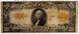 Lot#435,U.S. $20.00 PAPER GOLD CERTIFICATE, 1922, # K-68937782, Washington Portrait. Gold Seal.