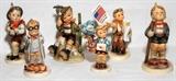 Lot#475, HUMMEL BISQUE FIGURES, SIX, H 4 3/4"-5"four with West German marks, one with U.S. Zone mark and one '1996 Exclusive Edition, 1887 - 1996, 125' with Goebel mark.