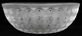 Lot#1095, LALIQUE 'NEMOURS' MOLDED & FROSTED GLASS BOWL, H 4", DIA 10"Round with tapering sides having an overall graduated floral motif accented with black enamel.