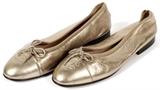 Lot#1183, CHANEL METALLIC LEATHER BALLET FLATS, PAIR, SIZE 37.