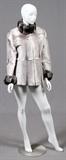 Lot#1200, FUR REVERSIBLE JACKET WITH CHINCHILLA TRIM, L 27"Zippered front flanked by slit pockets, reverses to black nylon (see additional photo), chinchilla collar and cuffs.  Measures 27" from shoulder to hem.  Purchased from Ceresnie & Offen Furs, Birmingham, Michigan.