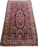 Lot#1270, SAROUK PERSIAN RUG, ANTIQUE, 5' 0" X 2' 6"Dark blue ground.