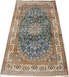 Lot#1274, PERSIAN NAIN SILK & WOOL RUG, 12' 7" X 7' 0"Central medallion with overall flowering vine pattern and border.