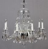 Lot#2051, EUROPEAN 8-LIGHT CRYSTAL CHANDELIER, H 30", DIA 30"Scrolling arms, with bell flowers.