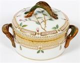 Lot#2074, ROYAL COPENHAGEN "FLORA DANICA" PORCELAIN SMALL COVERED BOX, H 2 3/4", L 4 3/8", DIA 3 1/8"Family owned since the late 1970's to early 1980's.