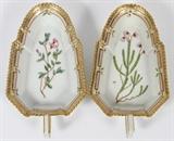 Lot#2075, ROYAL COPENHAGEN "FLORA DANICA" PORCELAIN MEDIUM PICKLE DISHES, PAIR, L 7"Family owned since the late 1970's to early 1980's.