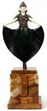 Lot#2152, CHIPARUS, BRONZE SCULPTURE, H 19", L 6", "DOURGA"Onyx stepped base. Signed.