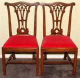 Lot#2211, CHIPPENDALE MAHOGANY SIDE CHAIRS, C. 1760, PAIR, H 38"Fitted with loose upholstered pad seats. Circa 1760.