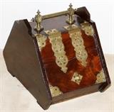 Lot#2467, MAHOGANY COAL SCUTTLE H 15", L 12.5". D 20"Featuring brass handles and mounts.