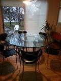 Beautiful table with 6 Italian leather chairs