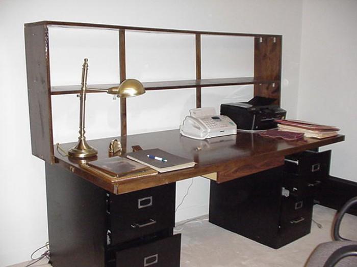 File cabinets, lamps, fax, shelving