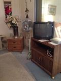 TV Stand, Two Drawer night stand, Fan
