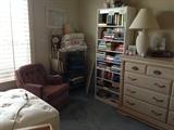 Books, Book Case, Quilts, Dresser, Side Chair
