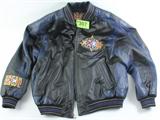 Lot#:	307
Description:	Super Bowl XXXII NFL Souvenir Leather Jacket 1998
A fabulous National Football League (NFL) souvenir leather jacket. Made exclusively for Foot Locker, the black leather jacket features navy blue leather accents with ribbed neck, cuffs and waistband. Super Bowl XXXII emblem patches are sewn onto the left front, right sleeve, and center back. The back has also been embroidered with the date and location of the game, see below for details. The jacket has one interior slip pocket, 2 front side pockets and a heavy duty zip closure. Excellent condition with no rips, tears or staining. Men' size XXL.
From the internet: "Super Bowl XXXII was an American football game between the National Football Conference (NFC) champion Green Bay Packers and the American Football Conference (AFC) champion Denver Broncos to decide the National Football League (NFL) champion for the 1997 season. The Broncos defeated the Packers by the score of 31–24. The game was played on January 25, 19