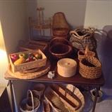 Baskets galore!  Plus fun wooden fruit