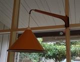 Mid-century wall mount light fixture with yellow metal shade - needs re-wiring