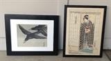 More Japanese woodblocks - crows & woman in kimono