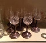 Set of 8 crystal goblets with sterling base