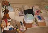 Linens, old plush animals, etc.