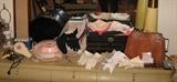 Hankies, Gloves, Vintage Hair dryers, handbags, lamps, etc.
